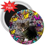 Emma In Butterflies I, Gray Tabby Kitten 3  Magnets (10 pack)  Front