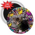 Emma In Butterflies I, Gray Tabby Kitten 3  Magnets (100 pack) Front