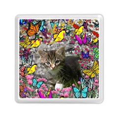 Emma In Butterflies I, Gray Tabby Kitten Memory Card Reader (square)  by DianeClancy