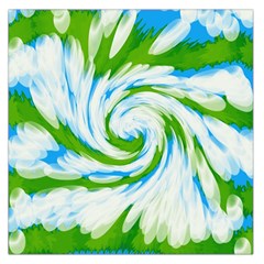 Tie Dye Green Blue Abstract Swirl Large Satin Scarf (square)