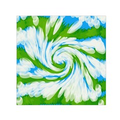 Tie Dye Green Blue Abstract Swirl Small Satin Scarf (square)