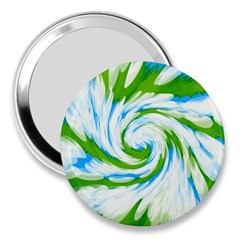 Tie Dye Green Blue Abstract Swirl 3  Handbag Mirrors by BrightVibesDesign