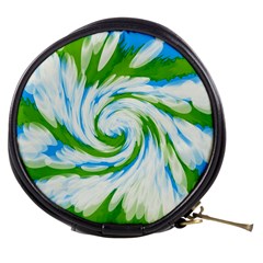 Tie Dye Green Blue Abstract Swirl Mini Makeup Bags by BrightVibesDesign