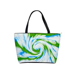 Tie Dye Green Blue Abstract Swirl Shoulder Handbags by BrightVibesDesign