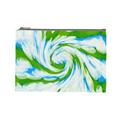 Tie Dye Green Blue Abstract Swirl Cosmetic Bag (large)  by BrightVibesDesign