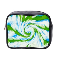 Tie Dye Green Blue Abstract Swirl Mini Toiletries Bag 2-side by BrightVibesDesign