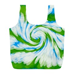 Tie Dye Green Blue Abstract Swirl Full Print Recycle Bags (l)  by BrightVibesDesign