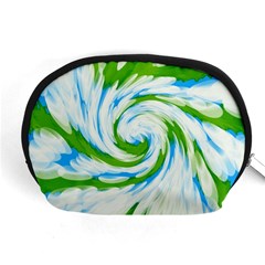 Tie Dye Green Blue Abstract Swirl Accessory Pouches (medium)  by BrightVibesDesign