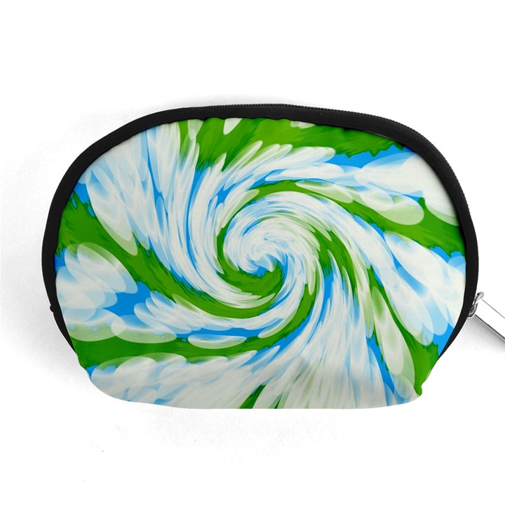 Tie Dye Green Blue Abstract Swirl Accessory Pouches (Medium) 