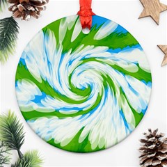 Tie Dye Green Blue Abstract Swirl Ornament (round)  by BrightVibesDesign