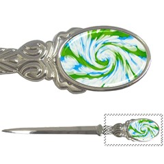 Tie Dye Green Blue Abstract Swirl Letter Openers by BrightVibesDesign