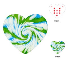 Tie Dye Green Blue Abstract Swirl Playing Cards (heart) 