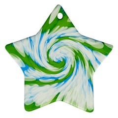 Tie Dye Green Blue Abstract Swirl Star Ornament (two Sides)  by BrightVibesDesign