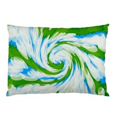 Tie Dye Green Blue Abstract Swirl Pillow Case by BrightVibesDesign