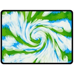 Tie Dye Green Blue Abstract Swirl Fleece Blanket (large)  by BrightVibesDesign