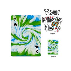 Tie Dye Green Blue Abstract Swirl Playing Cards 54 (mini)  by BrightVibesDesign