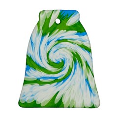 Tie Dye Green Blue Abstract Swirl Bell Ornament (2 Sides)