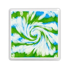 Tie Dye Green Blue Abstract Swirl Memory Card Reader (square) 