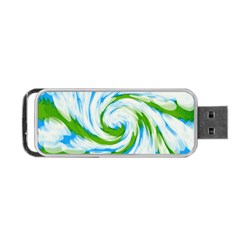 Tie Dye Green Blue Abstract Swirl Portable Usb Flash (one Side) by BrightVibesDesign