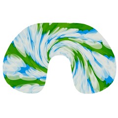 Tie Dye Green Blue Abstract Swirl Travel Neck Pillows