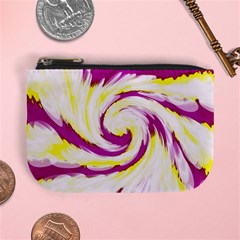 Tie Dye Pink Yellow Swirl Abstract Mini Coin Purses by BrightVibesDesign