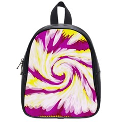 Tie Dye Pink Yellow Swirl Abstract School Bags (small)  by BrightVibesDesign