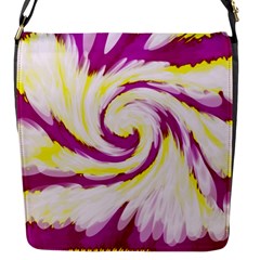 Tie Dye Pink Yellow Swirl Abstract Flap Messenger Bag (s) by BrightVibesDesign