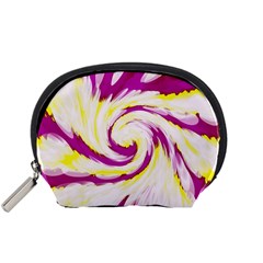 Tie Dye Pink Yellow Swirl Abstract Accessory Pouches (small)  by BrightVibesDesign