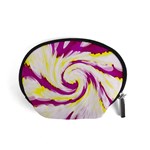 Tie Dye Pink Yellow Swirl Abstract Accessory Pouches (Small)  Front