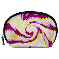 Tie Dye Pink Yellow Swirl Abstract Accessory Pouches (large)  by BrightVibesDesign