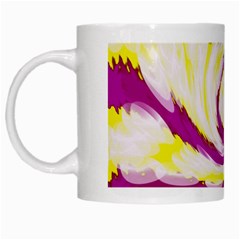 Tie Dye Pink Yellow Abstract Swirl White Mugs by BrightVibesDesign