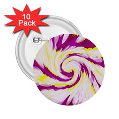 Tie Dye Pink Yellow Abstract Swirl 2 25  Buttons (10 Pack)  by BrightVibesDesign