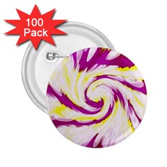 Tie Dye Pink Yellow Abstract Swirl 2 25  Buttons (100 Pack)  by BrightVibesDesign