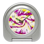 Tie Dye Pink Yellow Abstract Swirl Travel Alarm Clocks Front