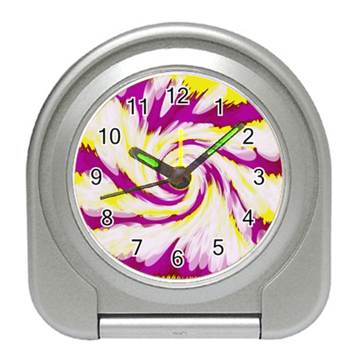 Tie Dye Pink Yellow Abstract Swirl Travel Alarm Clocks