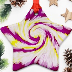 Tie Dye Pink Yellow Abstract Swirl Star Ornament (two Sides)  by BrightVibesDesign