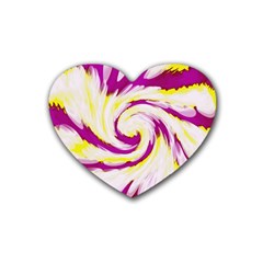 Tie Dye Pink Yellow Abstract Swirl Heart Coaster (4 Pack)  by BrightVibesDesign