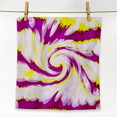 Tie Dye Pink Yellow Abstract Swirl Face Towel by BrightVibesDesign