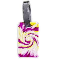 Tie Dye Pink Yellow Abstract Swirl Luggage Tags (two Sides) by BrightVibesDesign