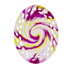 Tie Dye Pink Yellow Abstract Swirl Oval Filigree Ornament (2-side) 