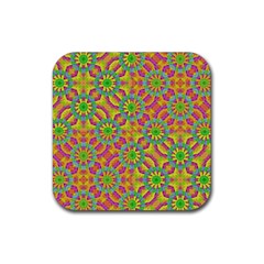 Modern Colorful Geometric Rubber Coaster (square)  by dflcprints