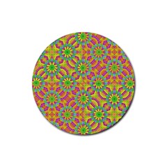 Modern Colorful Geometric Rubber Round Coaster (4 Pack) 