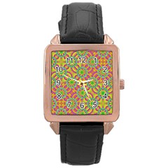 Modern Colorful Geometric Rose Gold Leather Watch  by dflcprints