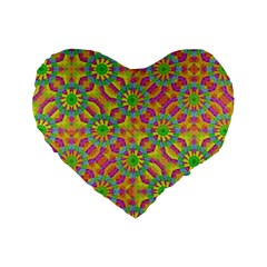 Modern Colorful Geometric Standard 16  Premium Flano Heart Shape Cushions