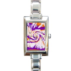 Tie Dye Purple Orange Abstract Swirl Rectangle Italian Charm Watch by BrightVibesDesign