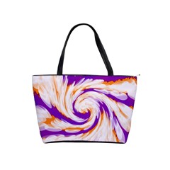 Tie Dye Purple Orange Abstract Swirl Shoulder Handbags by BrightVibesDesign