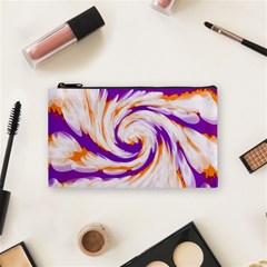 Tie Dye Purple Orange Abstract Swirl Cosmetic Bag (small)  by BrightVibesDesign