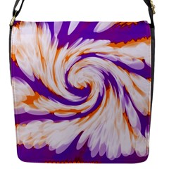 Tie Dye Purple Orange Abstract Swirl Flap Messenger Bag (s) by BrightVibesDesign