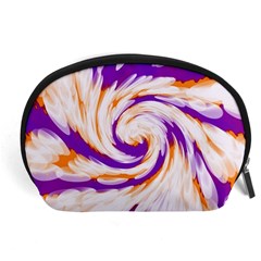 Tie Dye Purple Orange Abstract Swirl Accessory Pouches (large)  by BrightVibesDesign