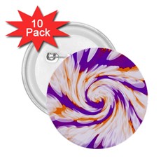 Tie Dye Purple Orange Abstract Swirl 2 25  Buttons (10 Pack)  by BrightVibesDesign